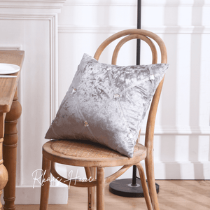 Silver Grey velvet pillow cover with crushed ice texture and diamante sparkle and diamonds