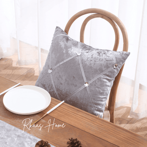 Bling-style silver grey crushed velvet cushion cover for a stylish touch