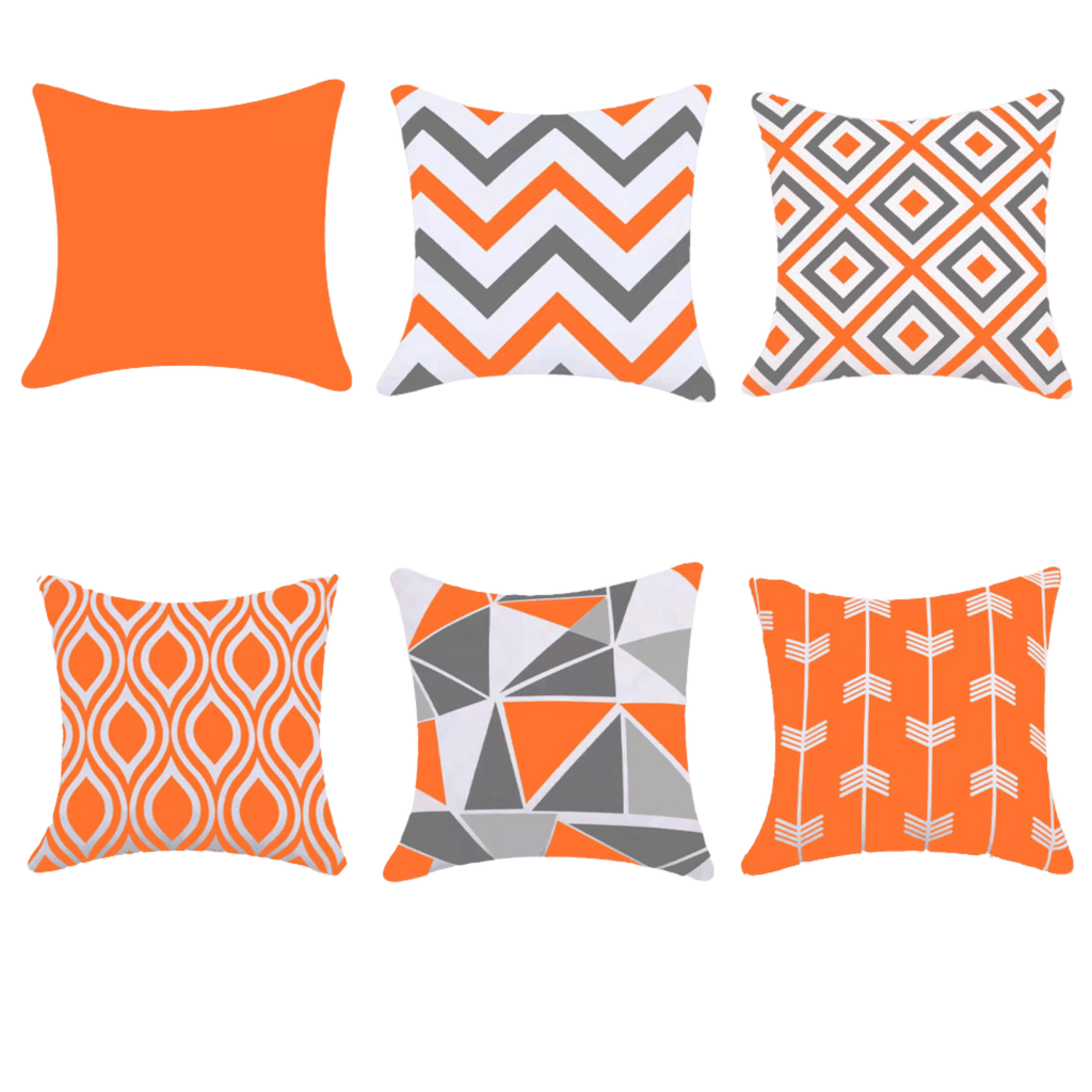 Orange water-resistant outdoor cushion cover 45x45cm for home garden or patio decor