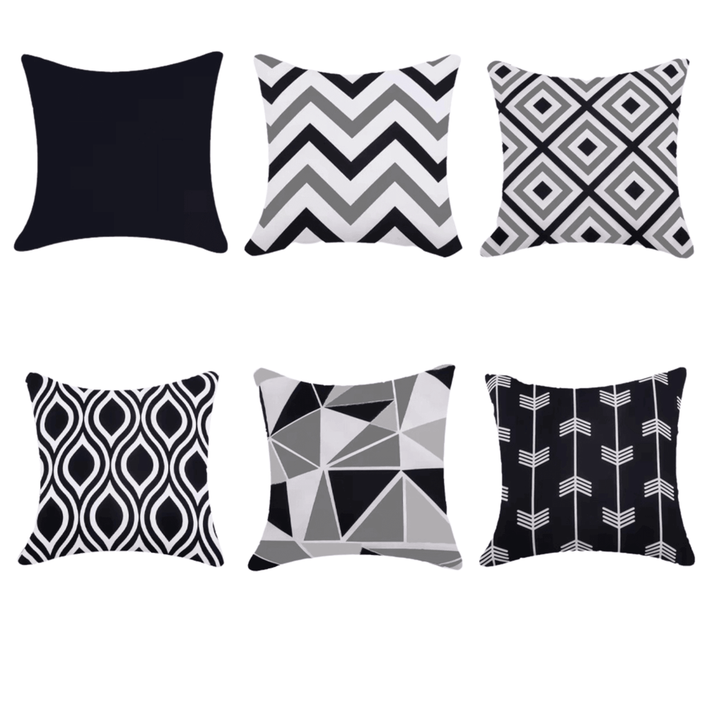 Black Water-resistant outdoor cushion cover 45x45cm for home garden or patio decor.