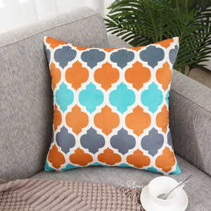 Designer Dutch Velvet Geometric Cushion Cover 45x45 cm (18 inches x 18 inches) - Orange