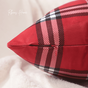 Dutch Velvet Tartan Check Cushion Cover 45cm x 45cm 18x18 Inches