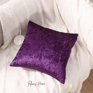 Elegant purple velvet cushion cover adding a touch of luxury to home decor