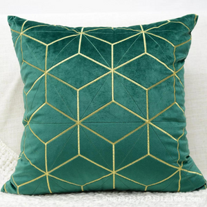 Gold Plaid Velvet Cushion Cover (18x18" - 45x45 cm)