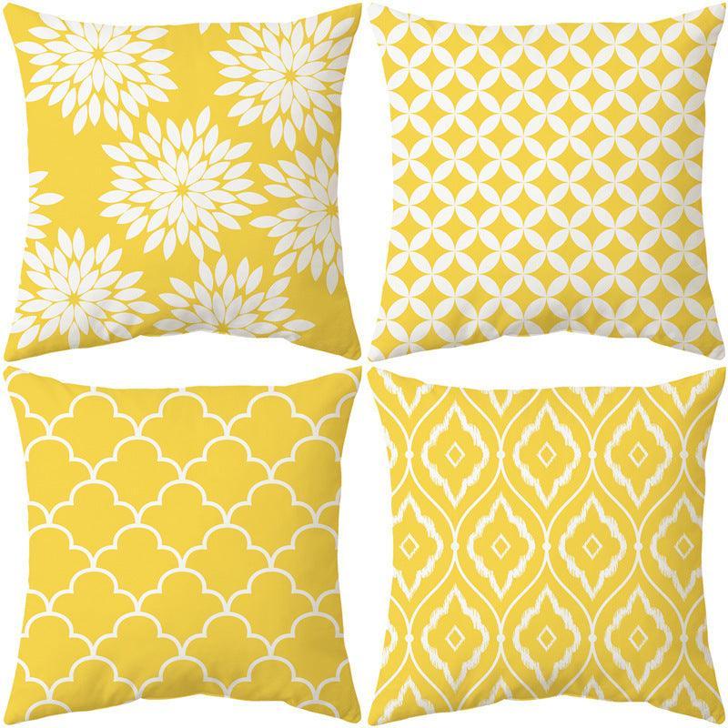 Water & Stain Resistant Yellow Outdoor Cushion Cover | 45x45cm Garden Décor - Set of 4